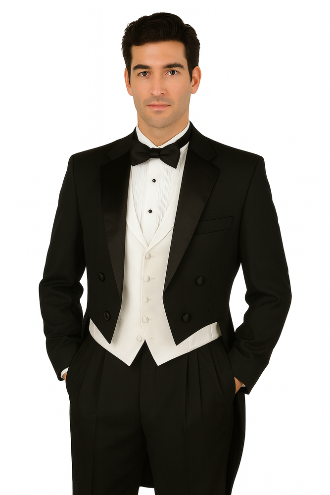 Men's Tuxedo Regular Fit Collection With Tails 3 Piece In Black