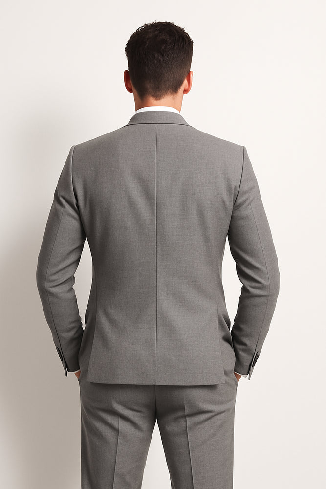 Men's grey suit green tie Package Combo ~ Combination deal 2 button side vented Slim Fit or Regular Fit Cut