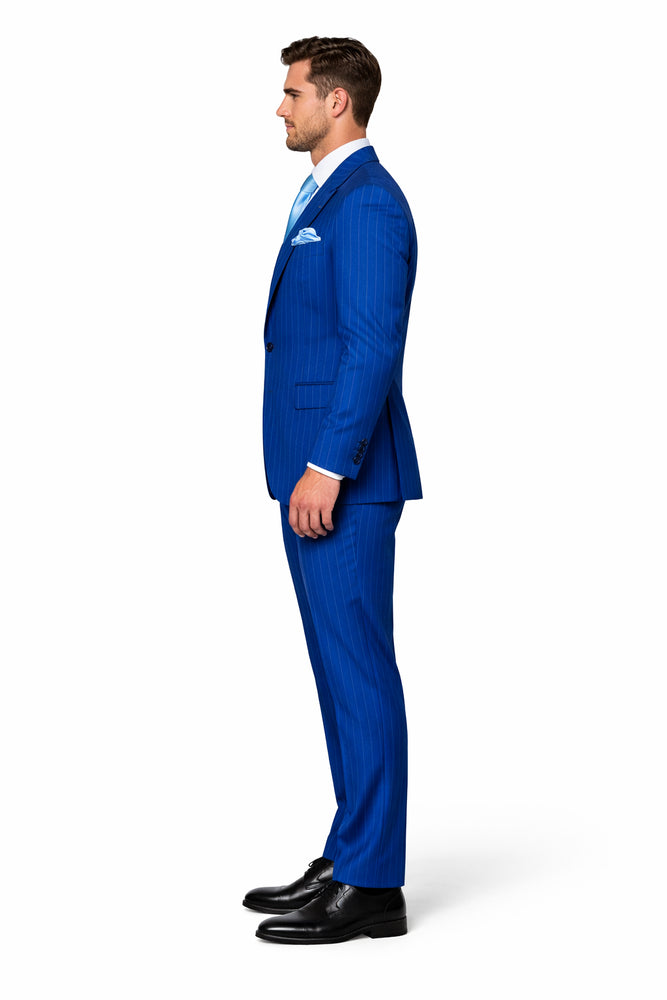 Royal Ascend Blue Pinstripe 3-Piece TailorCraft Suit by Rossiman