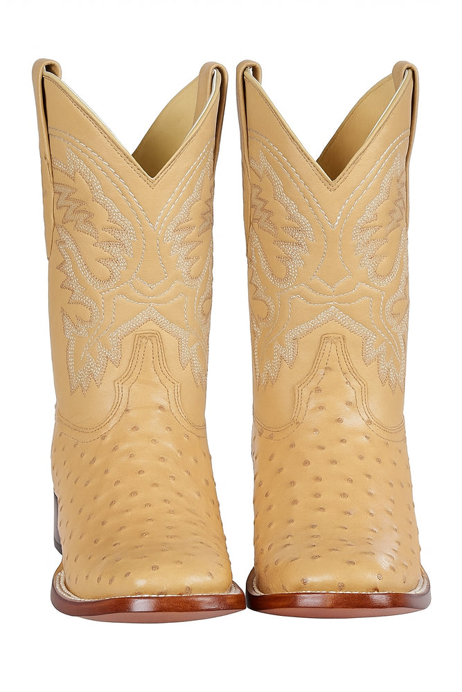 Men's Los Altos Ostrich Skin Wide Square Toe Boots - B
