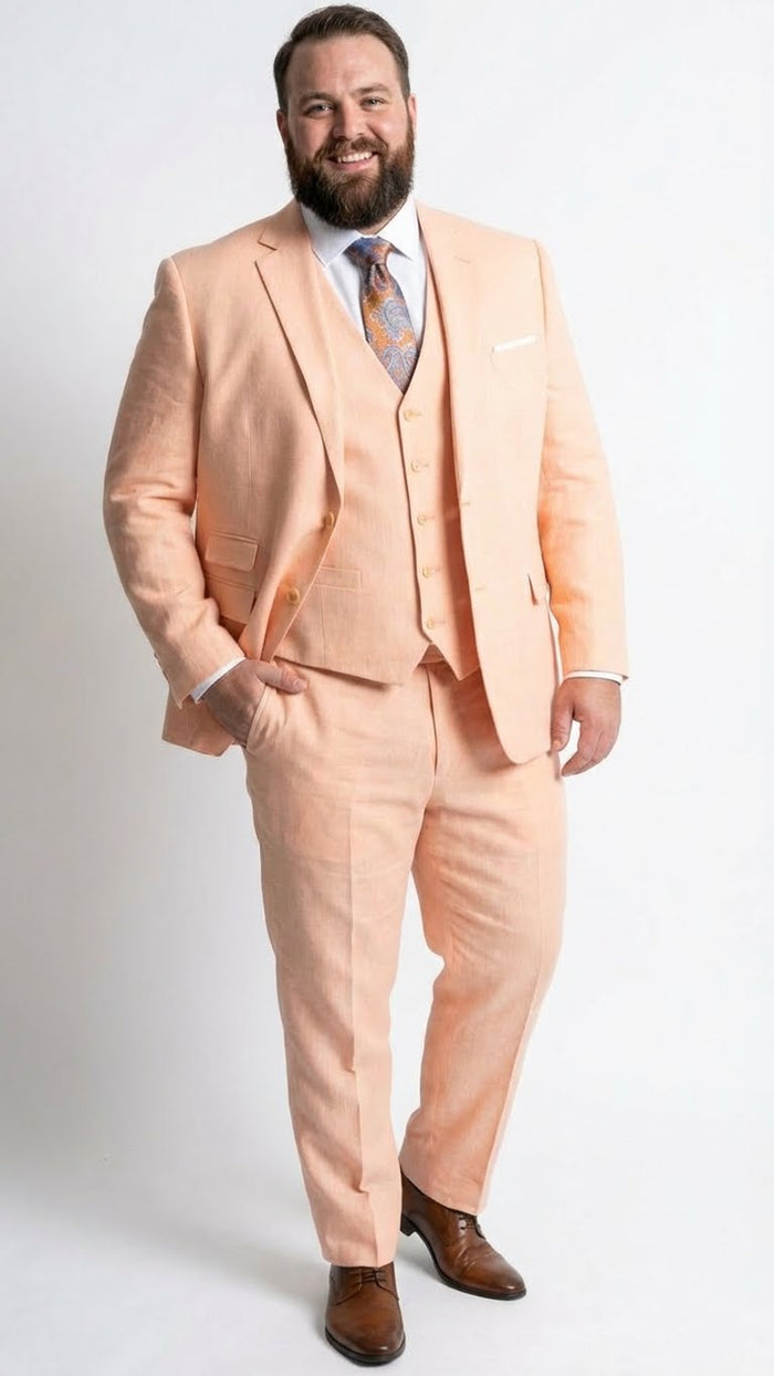 Men’s peach suit, 3 piece suit for men