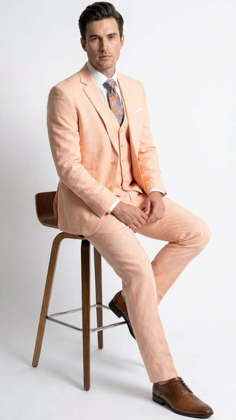 Men’s peach suit, 3 piece suit for men