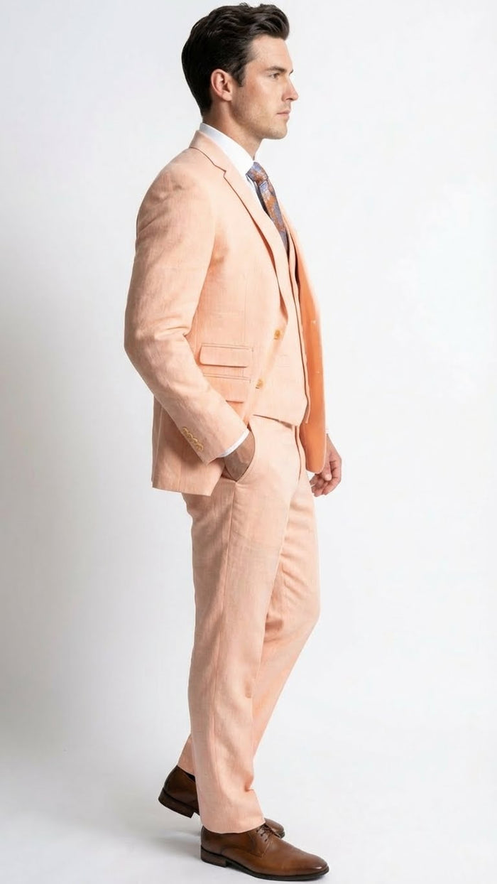 Men’s peach suit, 3 piece suit for men