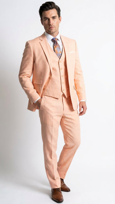 Men’s peach suit, 3 piece suit for men