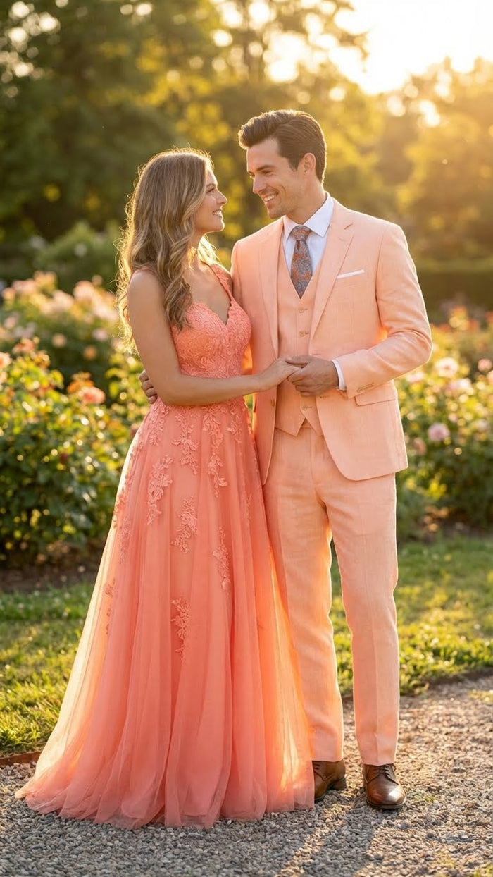 Men’s peach suit, 3 piece suit for men