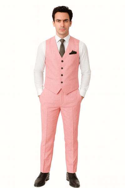 Groomsmen Summer Beach Prom 2026 Pink Vest and Pants Set