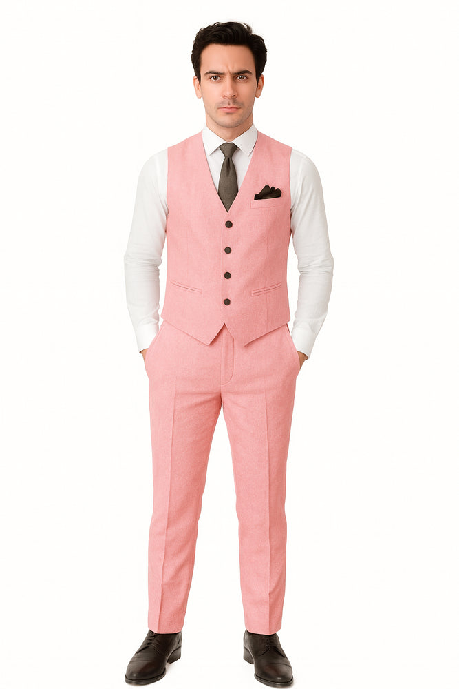 Groomsmen Summer Beach Prom 2026 Pink Vest and Pants Set