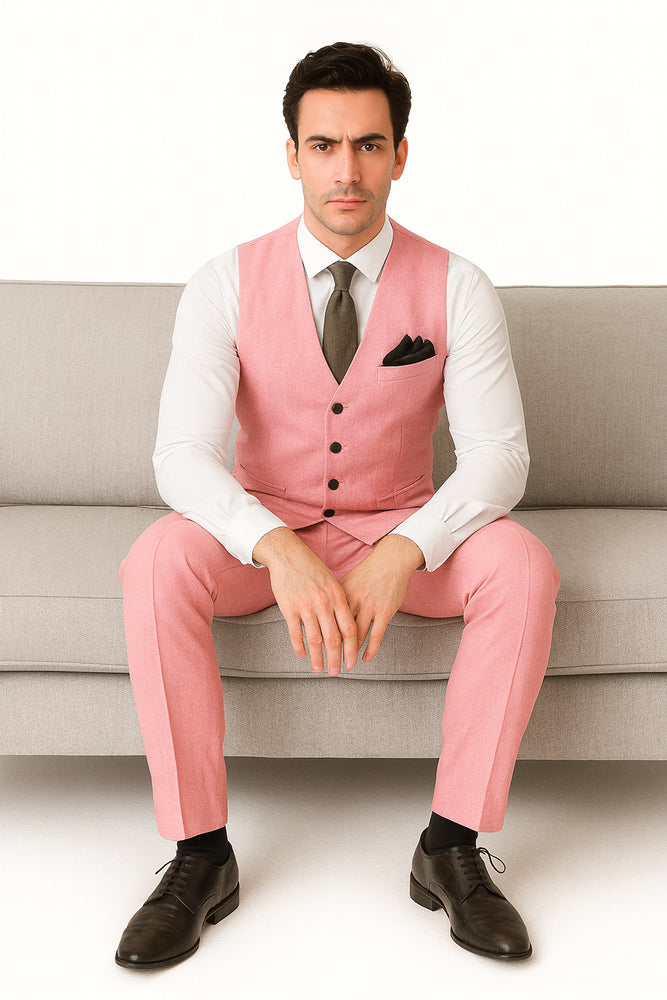 Groomsmen Summer Beach Prom 2026 Pink Vest and Pants Set