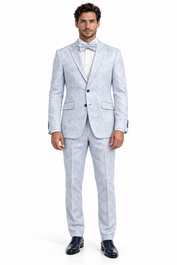 Men Paisley Suit Color Jacket Pants Sky Powder Blue - Light blue Prom ...