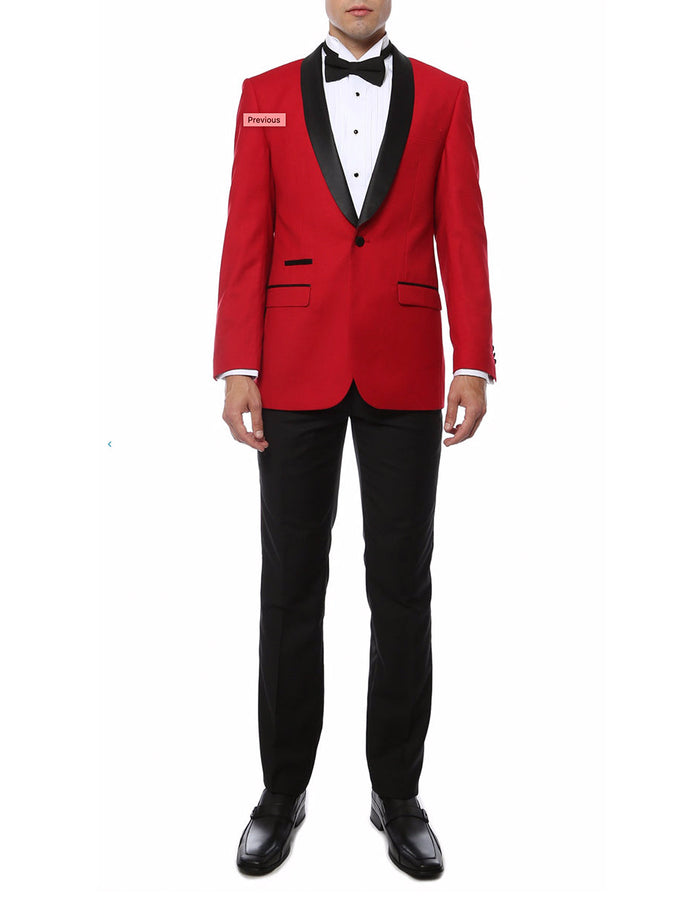 Mens Slim Fit Shawl Prom 2026 Tuxedo in Red
