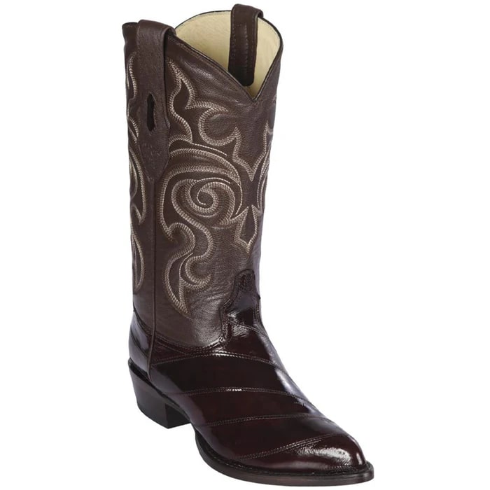 Men's Brown Eel Skin J-Toe Cowboy Boots - Los Altos Western Dress Boots