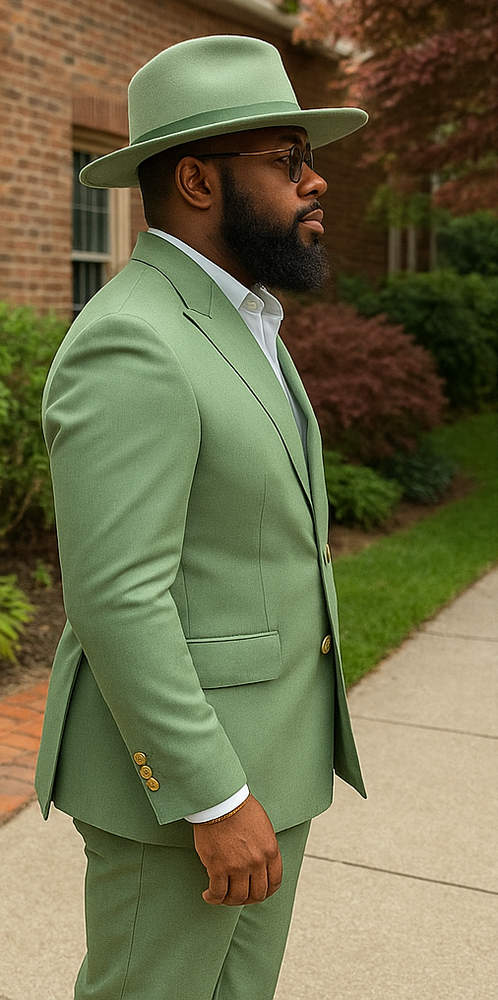 Mens Double Breasted Suits - Green Suit