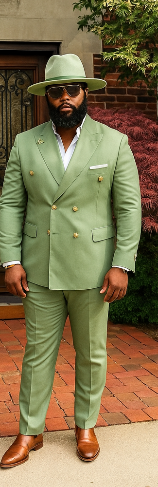 Mens Double Breasted Suits - Green Suit