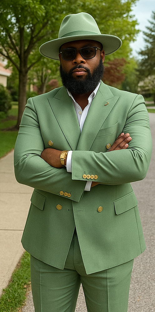 Mens Double Breasted Suits - Green Suit