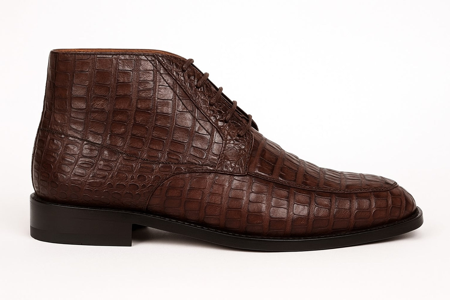 Mens Dress Ankle Boots Los Altos Boots Short Cowboy Boot - Western Ankle Boots Exotic Skin + Brown + Skin Type