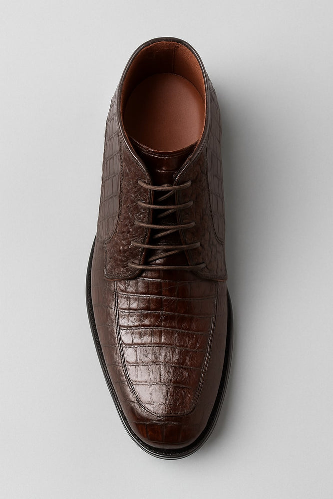 Mens Dress Ankle Boots Los Altos Boots Short Cowboy Boot - Western Ankle Boots Exotic Skin + Brown + Skin Type