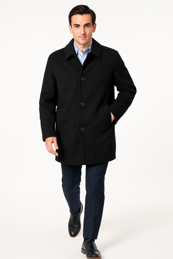 Mens Dress Carcoat Black Overcoat - Mens Car Coat