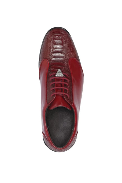 Mens Los Altos Genuine Ostrich Leg Patch Design Burgundy Sneaker