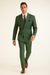 Mens Six Button Peak Lapel Double Breasted Green Suit