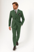 Mens Six Button Peak Lapel Double Breasted Green Suit