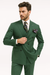 Mens Six Button Peak Lapel Double Breasted Green Suit