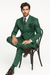 Mens Six Button Peak Lapel Double Breasted Green Suit