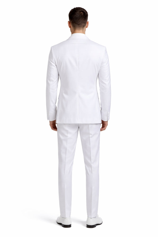Mens Stacy Adams Suits - Designer Suit - 3 Piece Suit - Vested Suit - Flat Front Pant- Modern Fit Suits White Suit