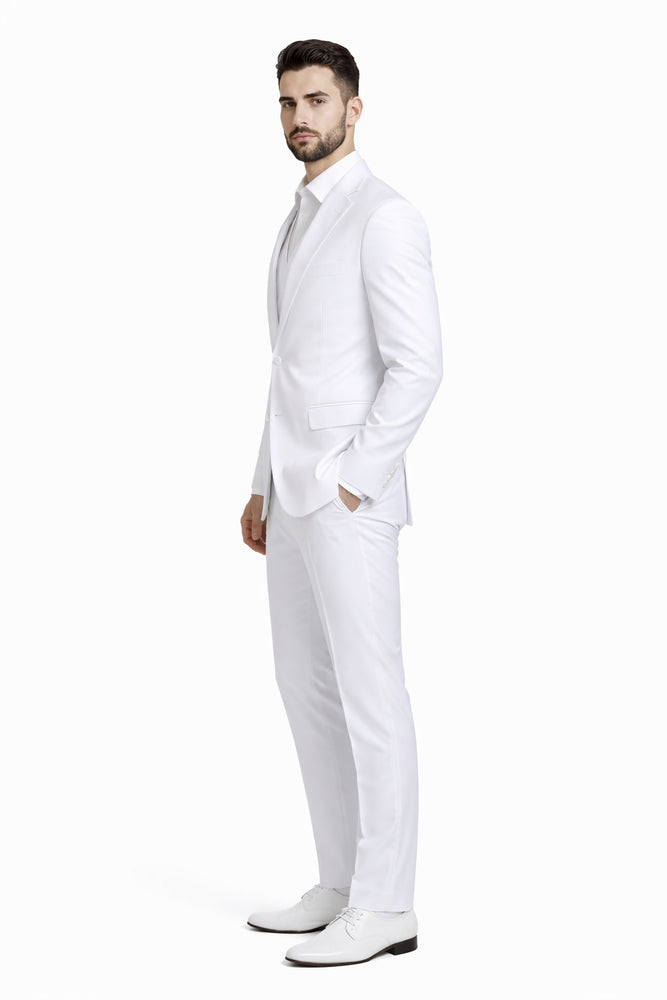 Mens Stacy Adams Suits - Designer Suit - 3 Piece Suit - Vested Suit - Flat Front Pant- Modern Fit Suits White Suit