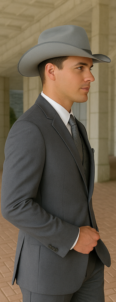 Mens Western Style Suits - Light Grey Cowboy Suit - Country Wedding Suits