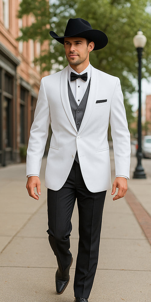 Mens White Cowboy Tuxedo - White Cowboy Suit