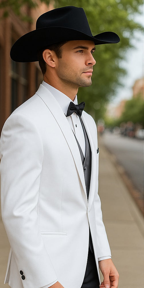 Mens White Cowboy Tuxedo - White Cowboy Suit