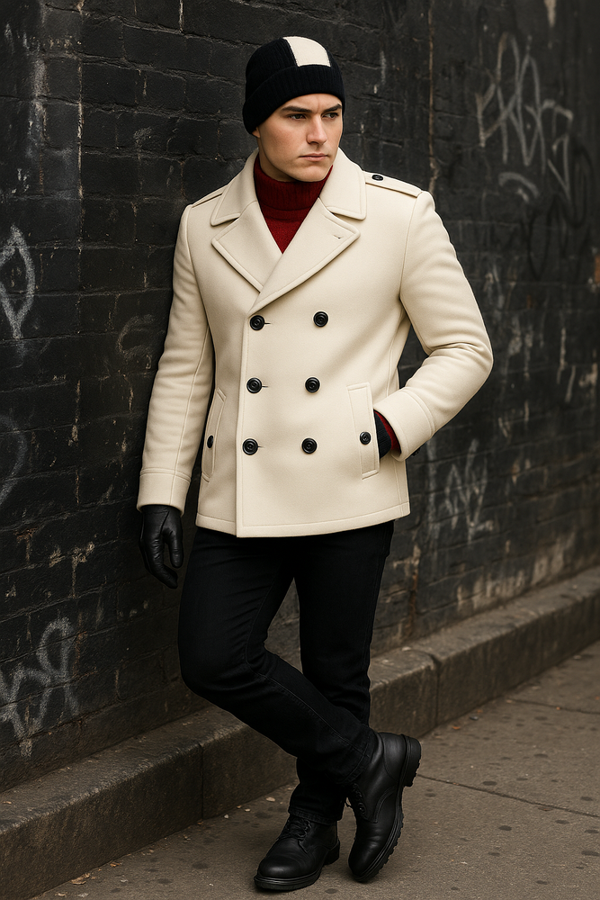 Mens White Peacoat White