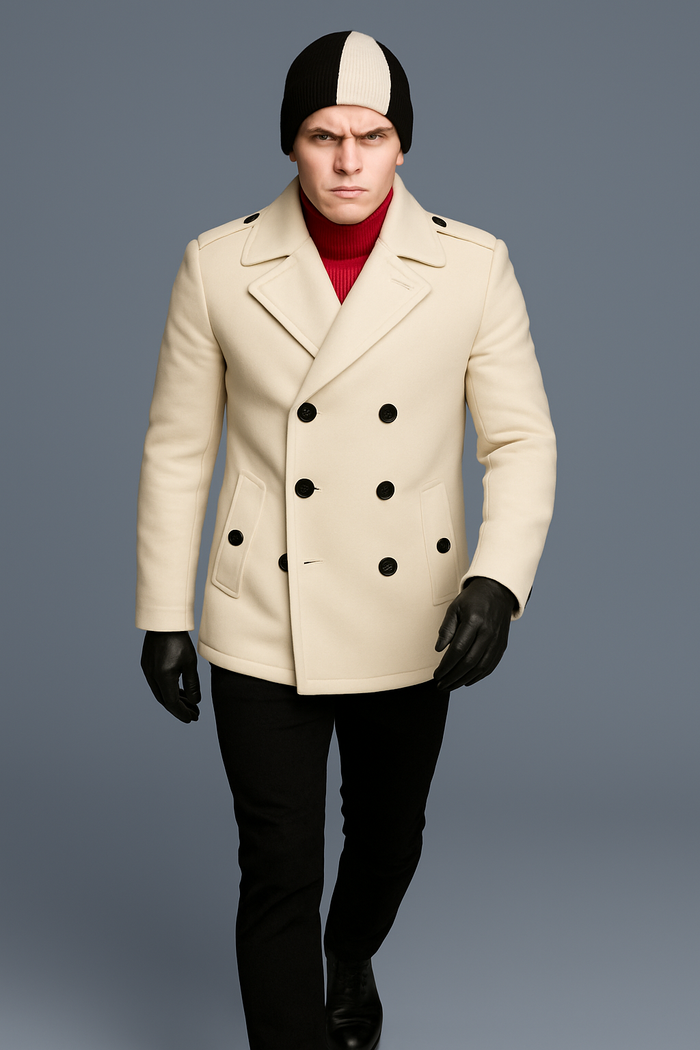 Mens White Peacoat White