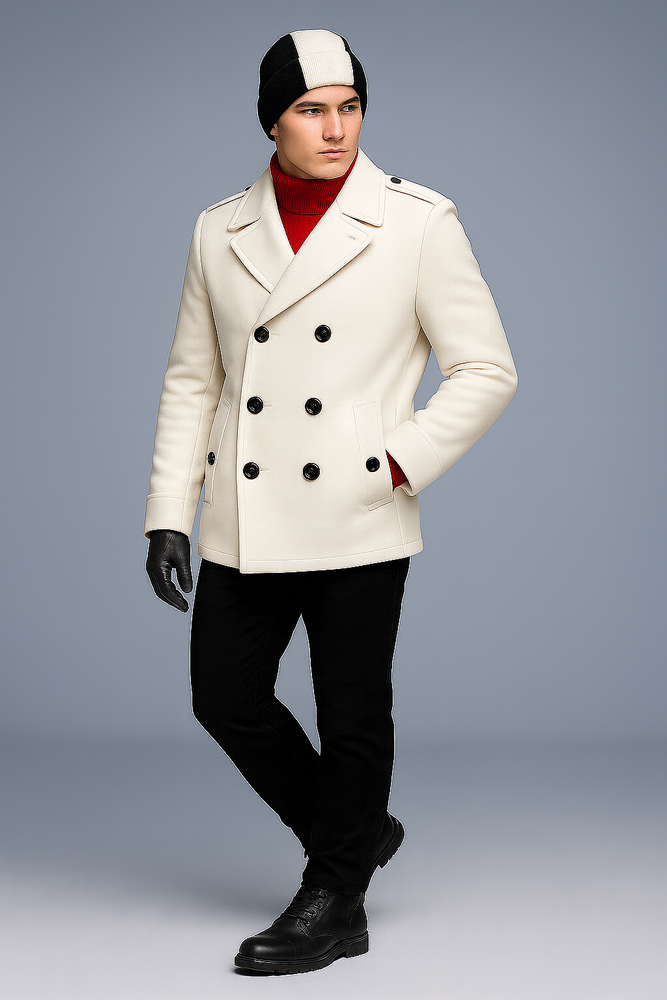 Mens White Peacoat White