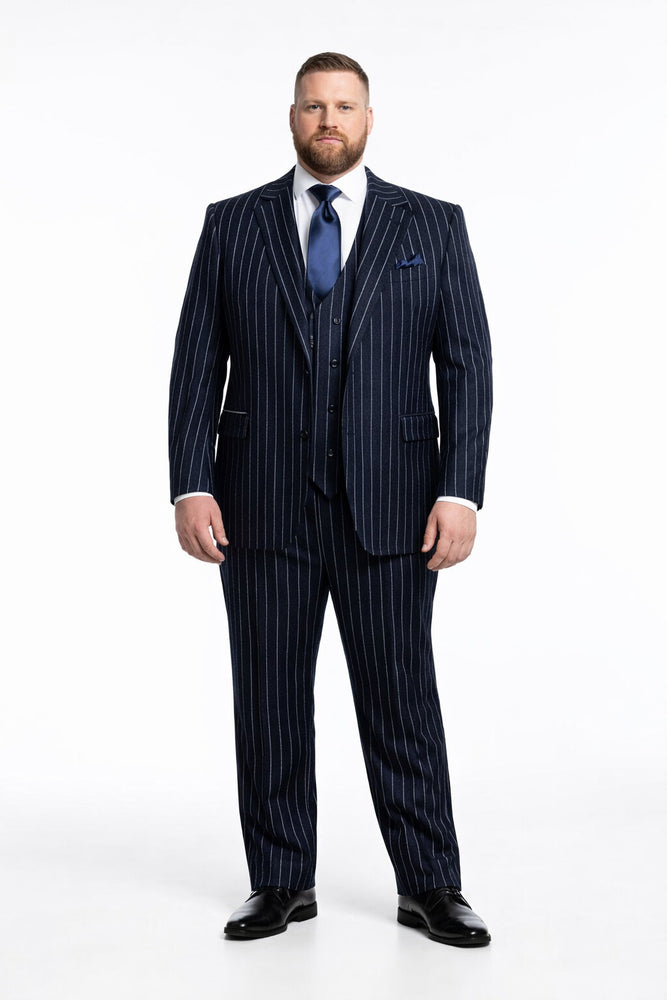 Rossiman Chancellor Navy Pinstripe 3-Piece Prestige Suit