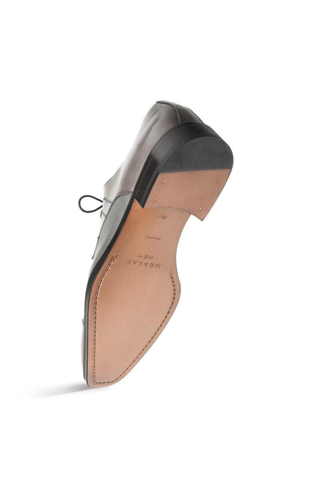 Mens Mezlan Cap-Toe Dress Lace-Up Blending Supple Textured Deerskin And Polished Calfskin With An Elegant Tassel Detail In Color Gray
