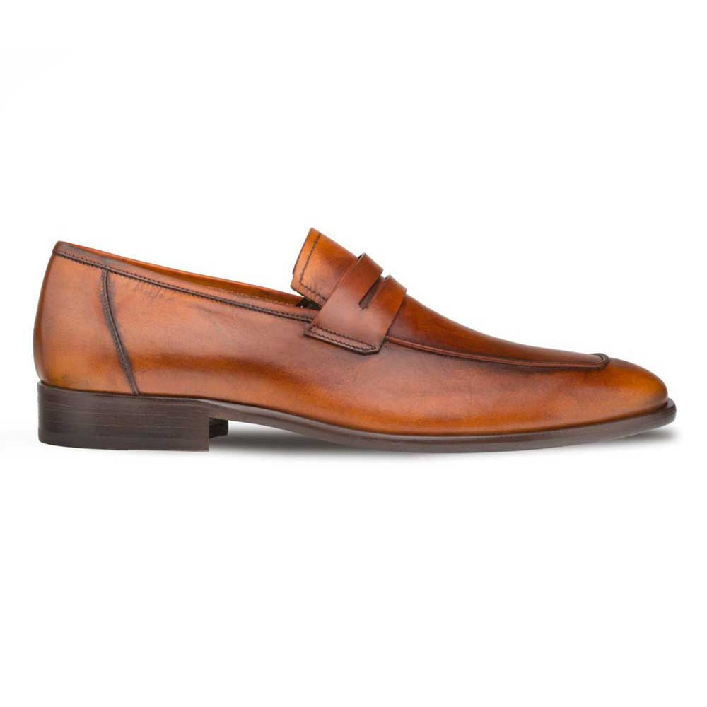 Mezlan Shoes Made in Spain - Mezlan Cognac Burnished Calfskin Penny Loafer