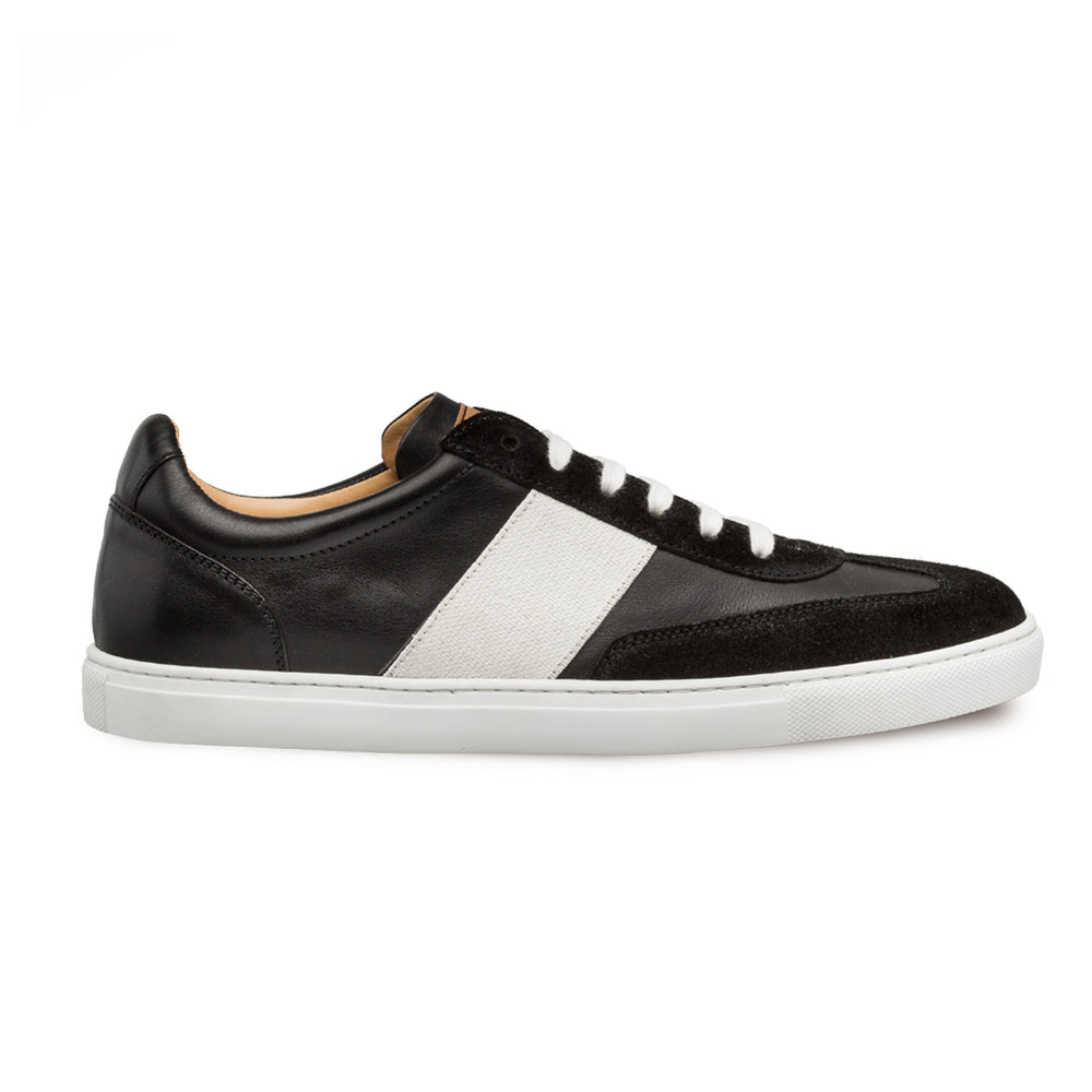 Mens Mezlan Wyatt Two Tone Calfskin & Suede Sneaker in White & Grey