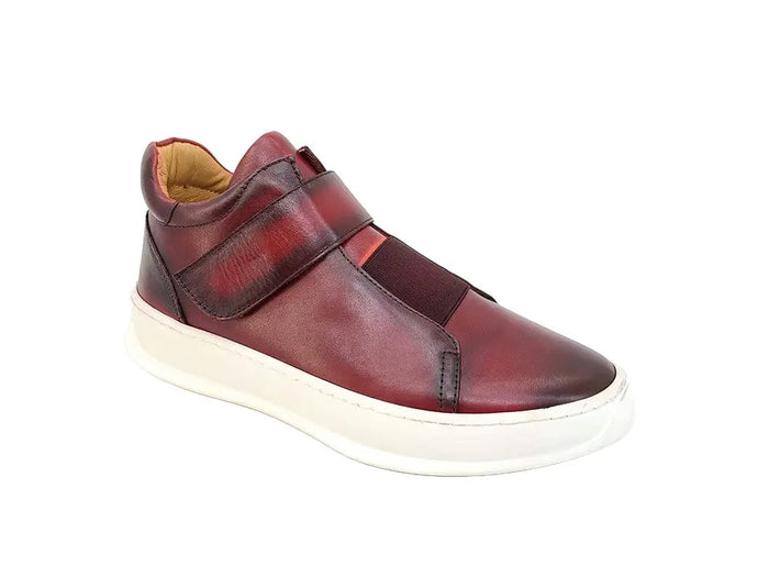 Carrucci Mid Top Burnished Leather Sneaker