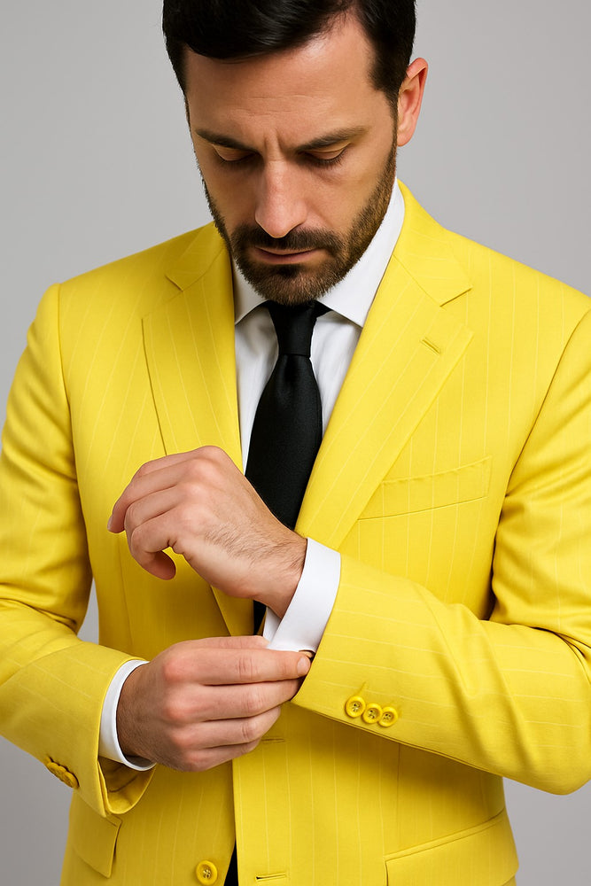 Mix and Match Suits Men's Two Button Yellow Suit Separate Any Size Jacket & Pants