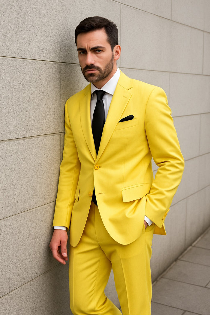 Mix and Match Suits Men's Two Button Yellow Suit Separate Any Size Jacket & Pants