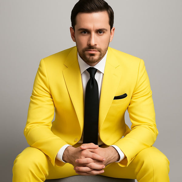 Mix and Match Suits Men's Two Button Yellow Suit Separate Any Size Jacket & Pants