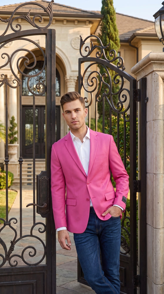 Men’s Hot Pink Fuchsia Sport Coat, Bright Stage Party Dinner Jacket Fashion Blazer