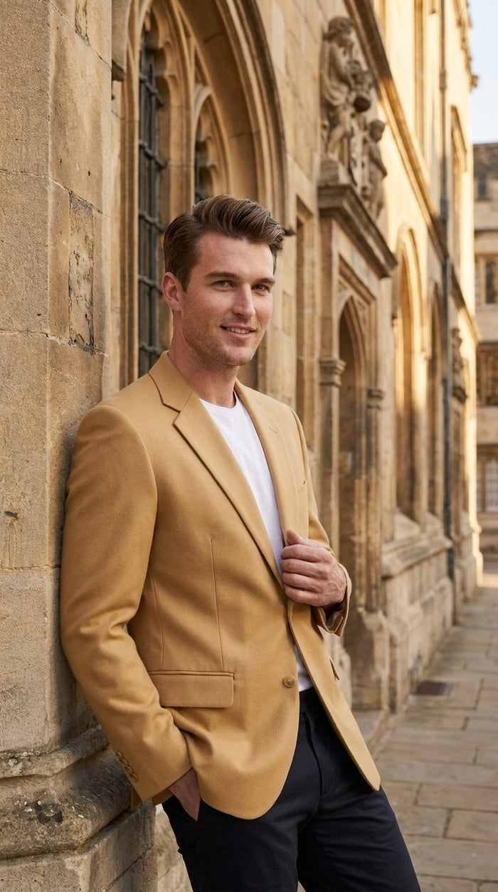 Men’s Gold Blazer – Classic Two-Button Dinner Jacket for Weddings, Parties and Formal Events
