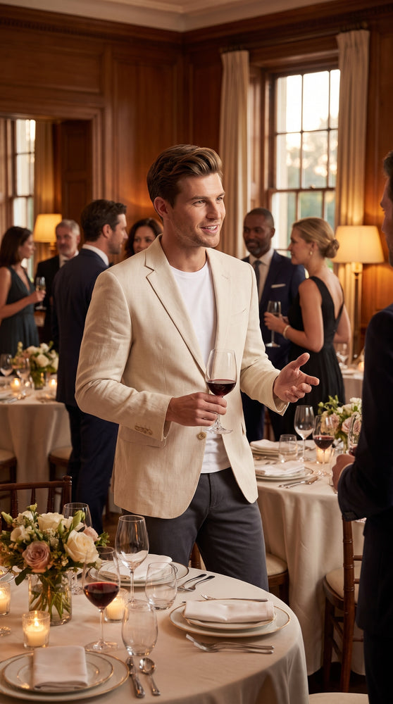 Men’s Ivory Cream 2 Button Blazer, Off White Sport Coat and Dinner Jacket for Formal Events