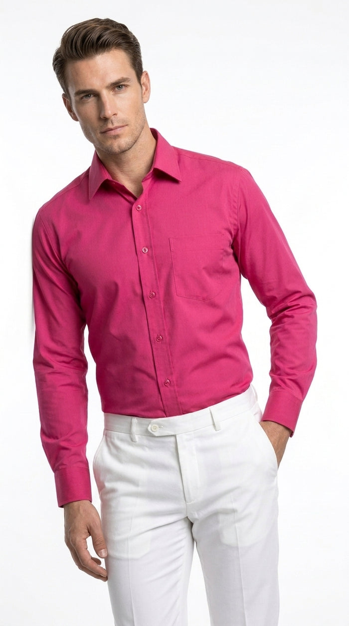 Men’s Basic Dress Shirt, 65% Polyester 35% Cotton Regular Collar Shirt in 34 Colors
