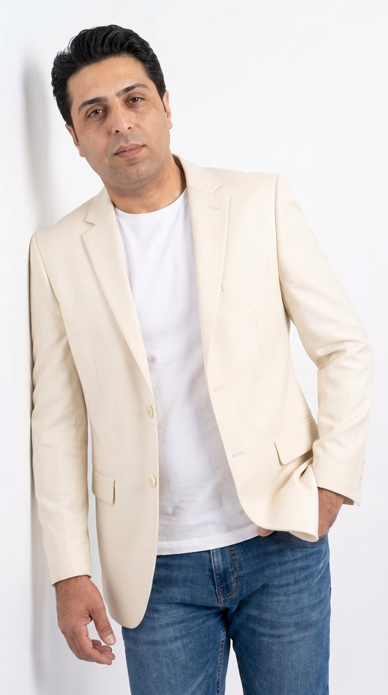 Men’s Off White Dinner Jacket Blazer, Bright Stage Party Sport Coat with Vented Formal Style