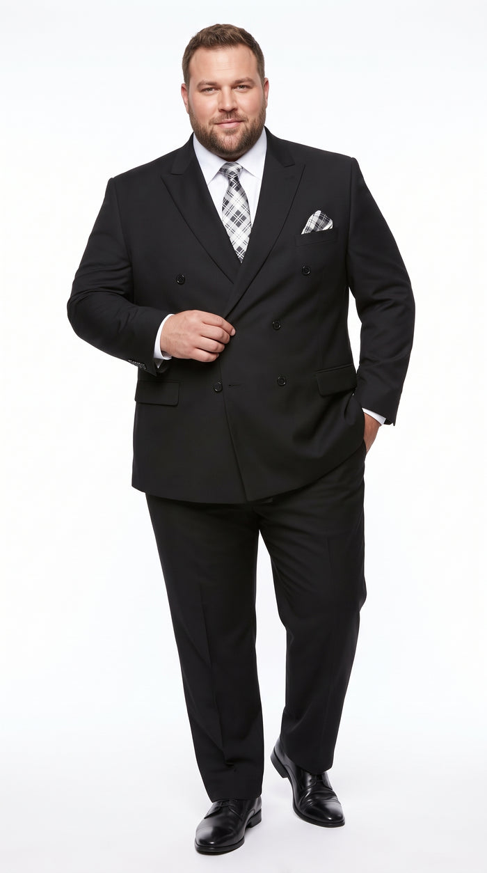 Statement Men’s Black 100% Wool Double Breasted 2 Piece Suit – Fashion Wedding & Formal Suit