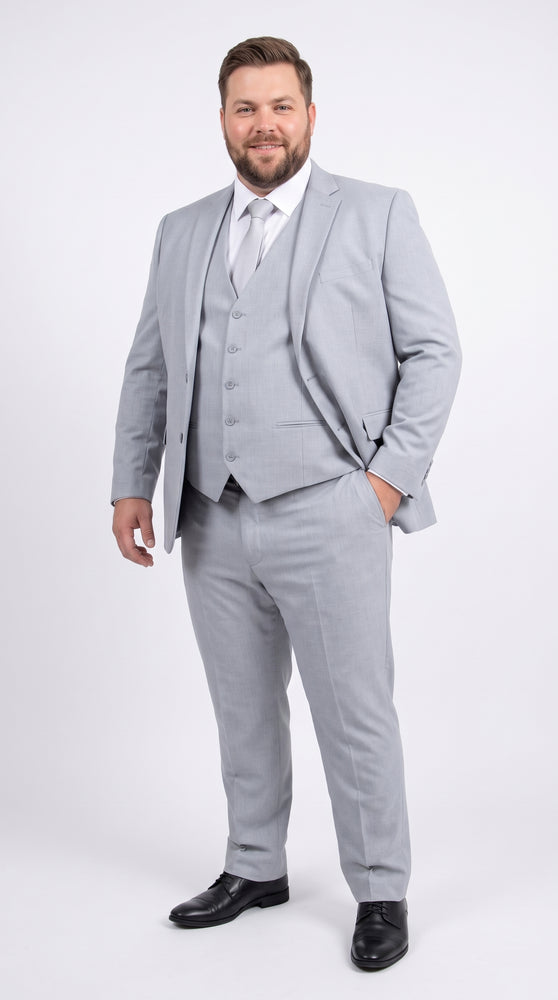 Men's Zegarie Light Grey 3-Piece Suit – One-Button Notch Lapel Jacket with Matching Vest and Pants for Weddings, Prom & Business
