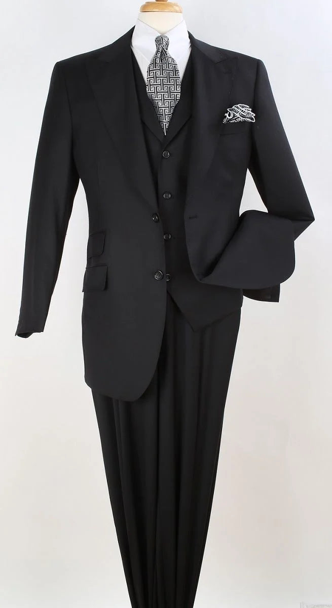 Apollo King Men's Outlet 100% Wool 3pc Fashion Suit Stylish Peak Lapel